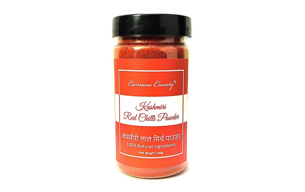 Carmine County Kashmiri Red Chilli Powder    Glass Jar  100 grams